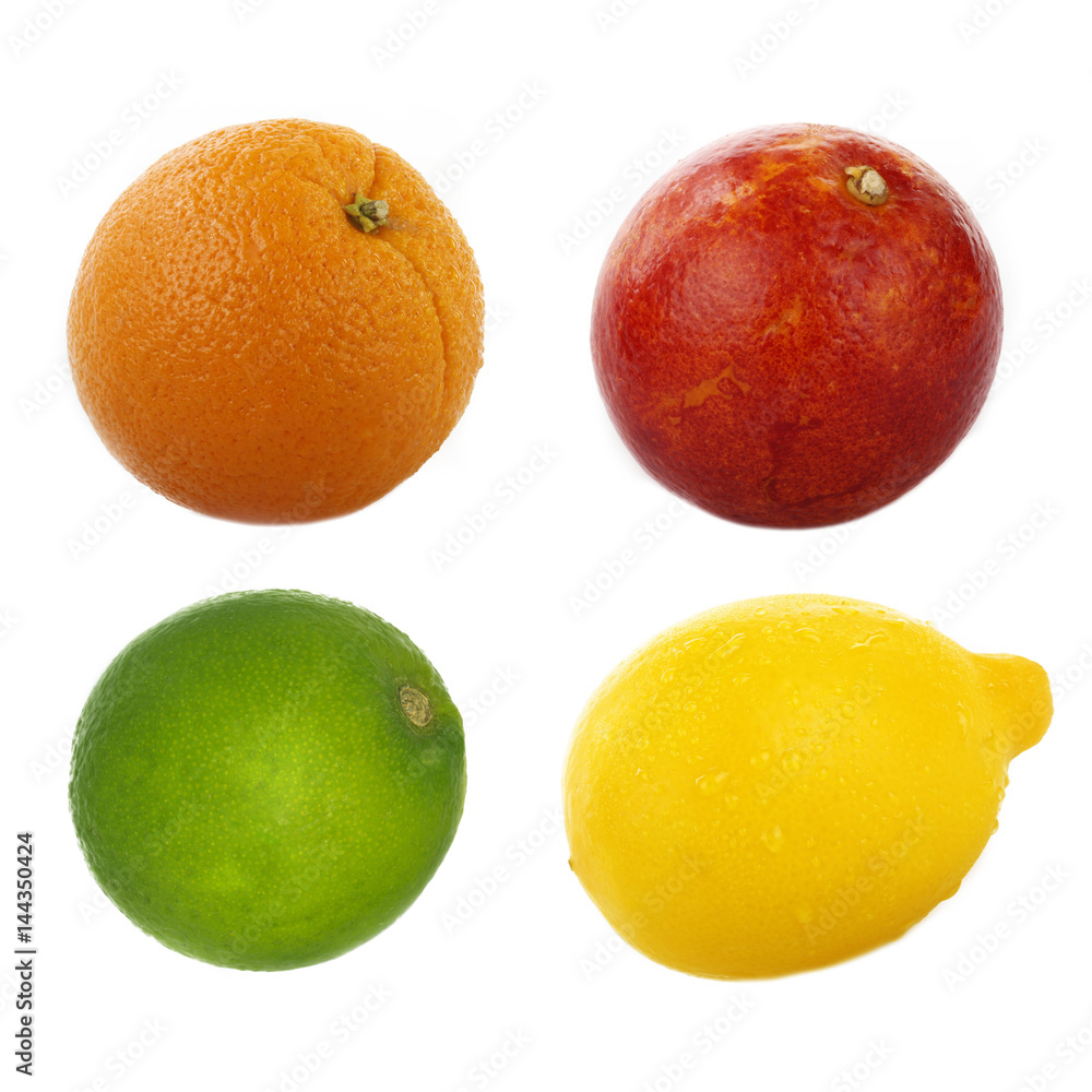 set of citrus isolated on white background set of citrus isolated on white background