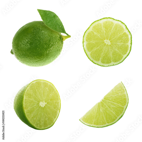 set of lime slices isolated