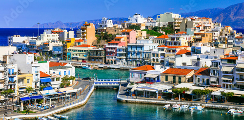 Landmarks of Greece - beautiful town Agios Nikolaos in Crete island
