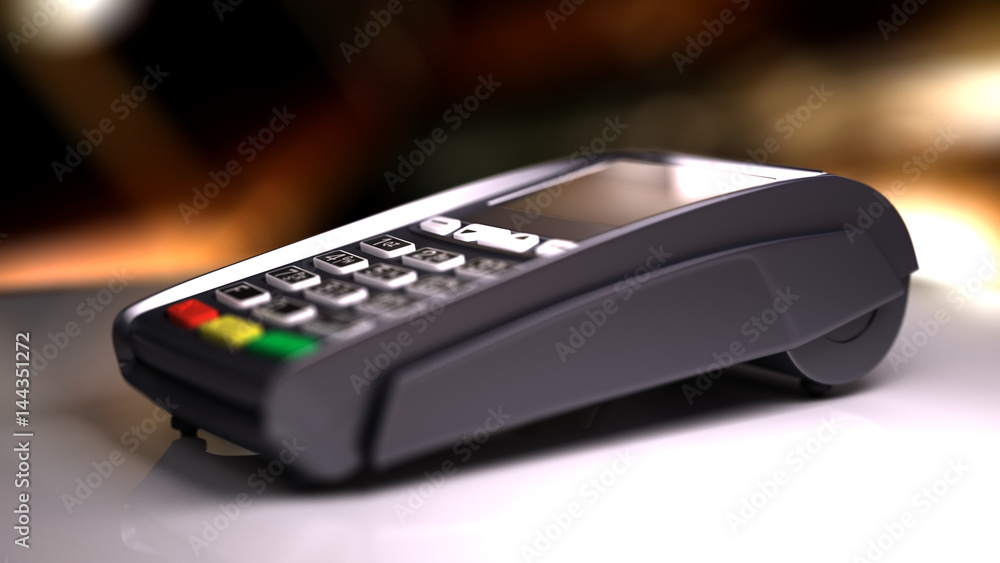 Credit Card Reader with card passed. 3d illustration Credit Card Reader with card passed. 3d illustration