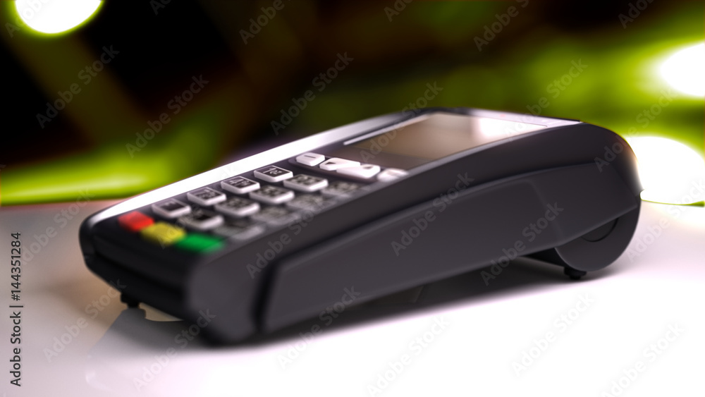 Credit Card Reader with card passed. 3d illustration Credit Card Reader with card passed. 3d illustration