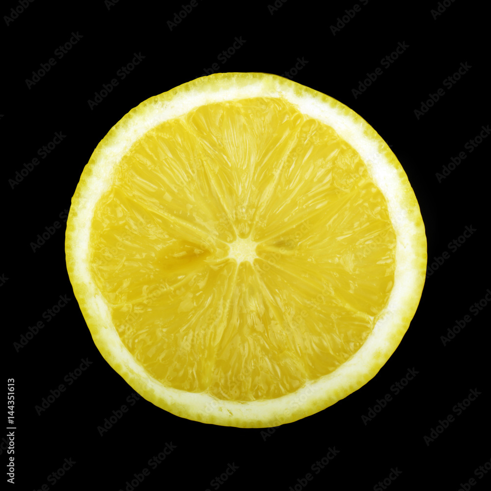 lemon slice on black isolated lemon slice on black isolated