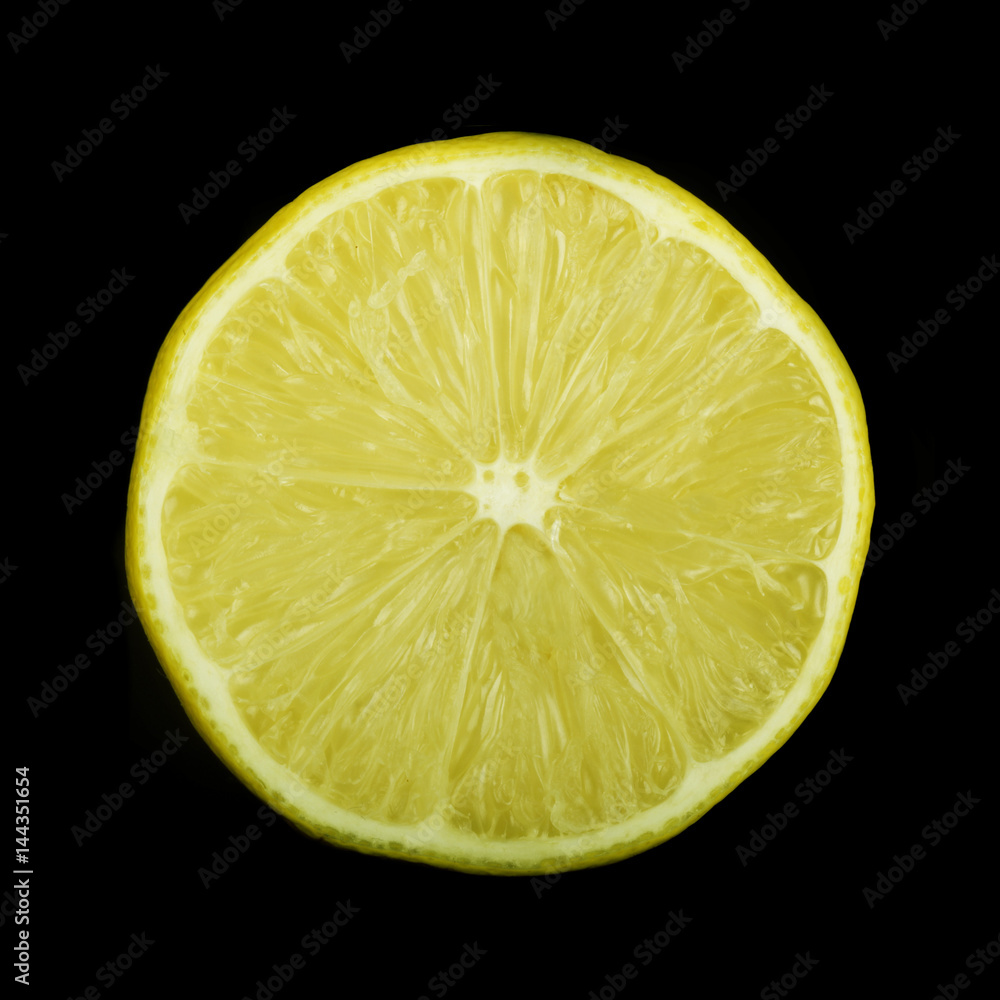 lemon slice on black isolated lemon slice on black isolated