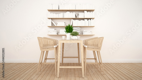 Restaurant or cafe and library area - 3D Rendering