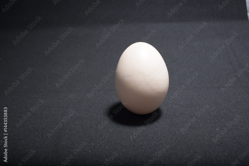 Egg standing on egg cup, isolated on white background Egg standing on egg cup, isolated on white background