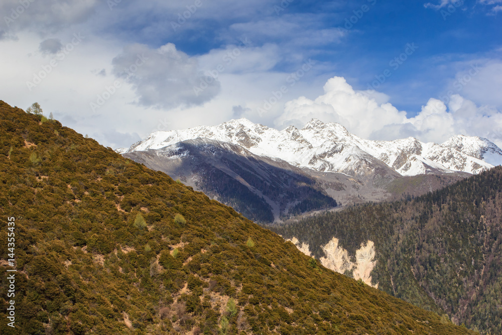 Snow mountain in China Southwestern in Sertar County of Garze Tibetan Autonomous Prefecture, in Tibet, Kham, China