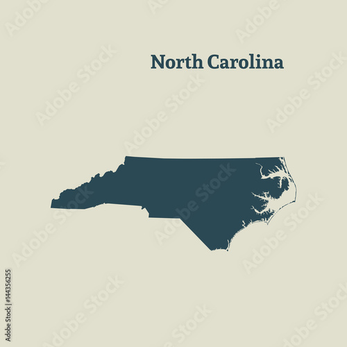 Outline map of  North Carolina. vector illustration.