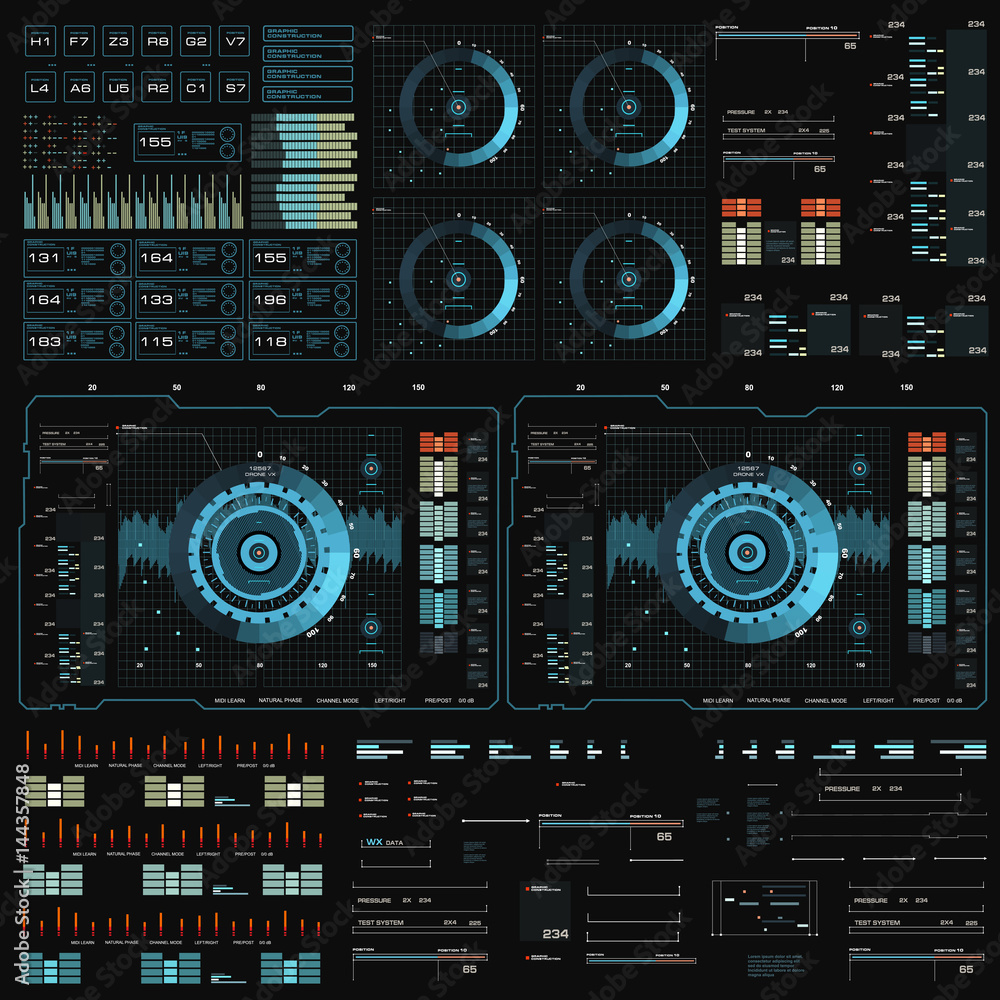 Futuristic blue virtual graphic touch user interface Futuristic blue virtual graphic touch user interface