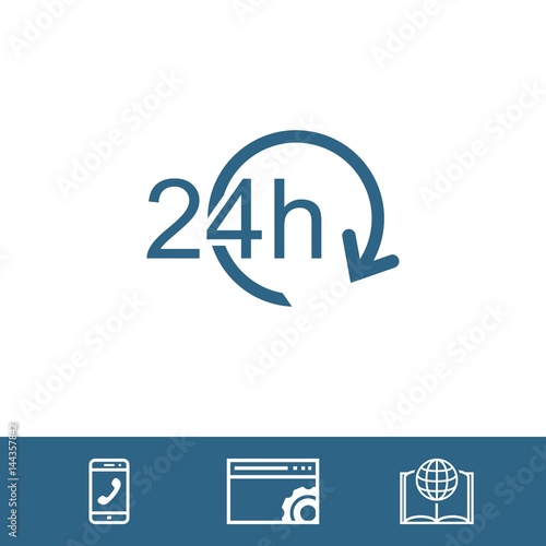 24 hours icon stock vector illustration flat design