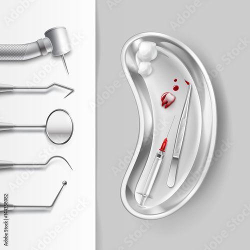 Vector set of stainless Dental tools
