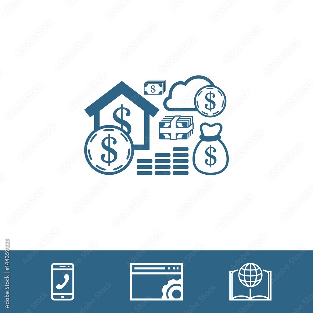dollar money set icon stock vector illustration flat design dollar money set icon stock vector illustration flat design