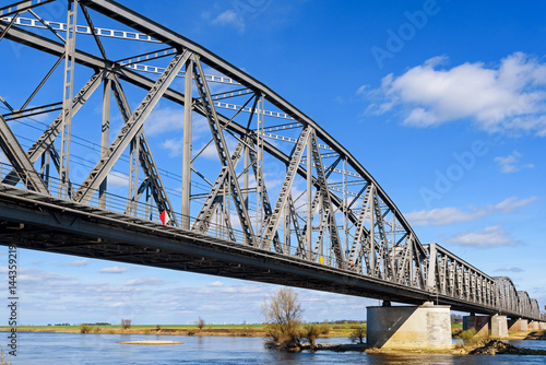 The historic railroad bridge over the River Vistula in Tczew. Poland, Europe. 