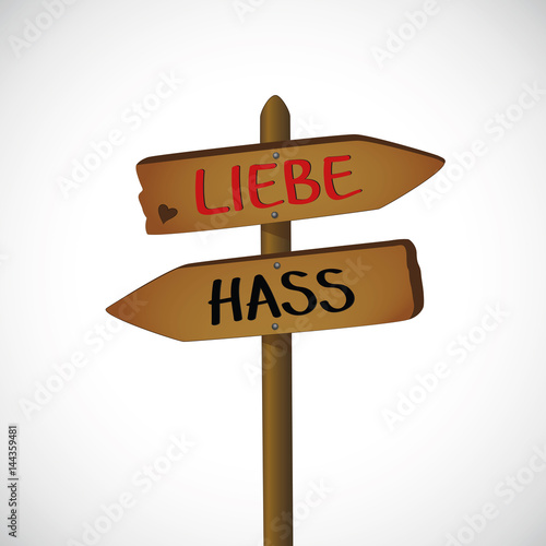 holzschild liebe hass