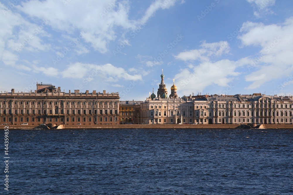  The Saint Petersburg  City view  along the  Neva River 