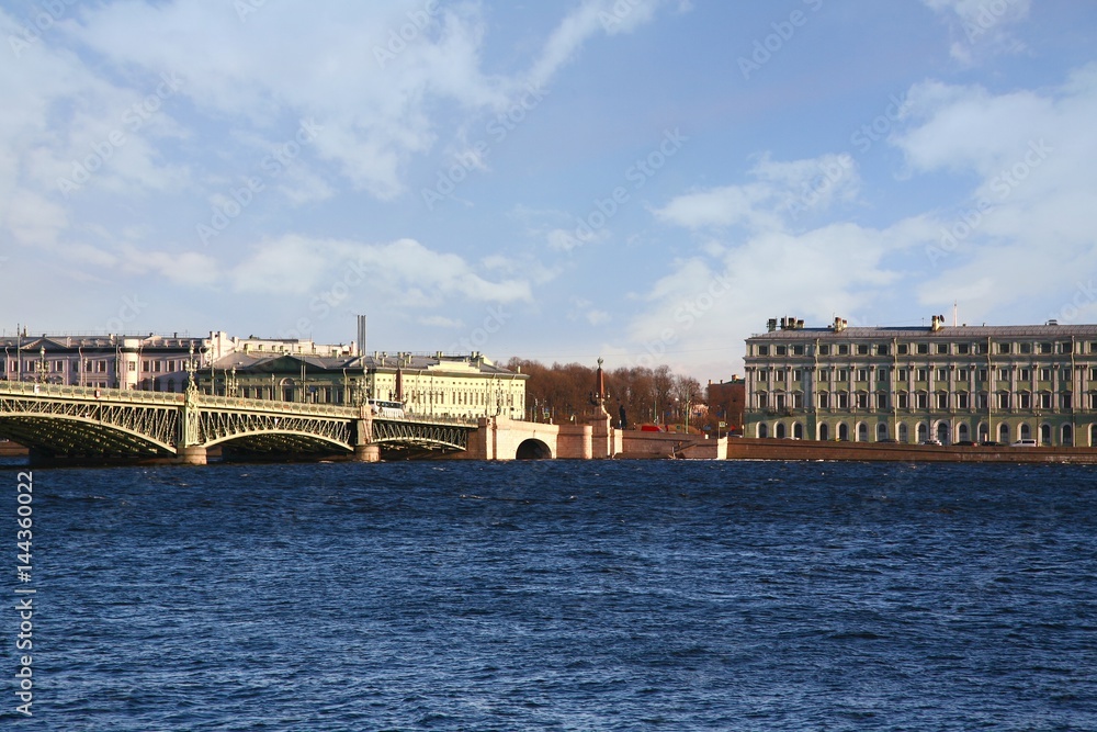  The Saint Petersburg  City view  along the  Neva River 