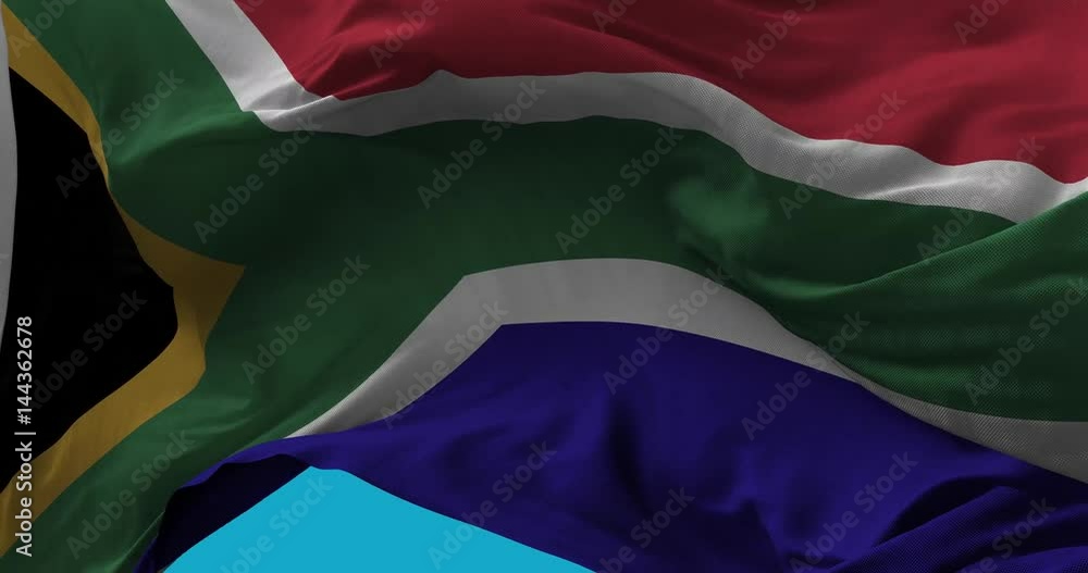 National Flag of South Africa waving in the wind slow motion Seamless ...