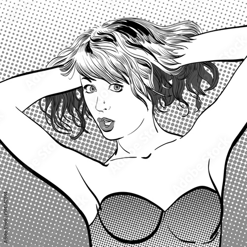 A young woman. Cute woman holding hair up