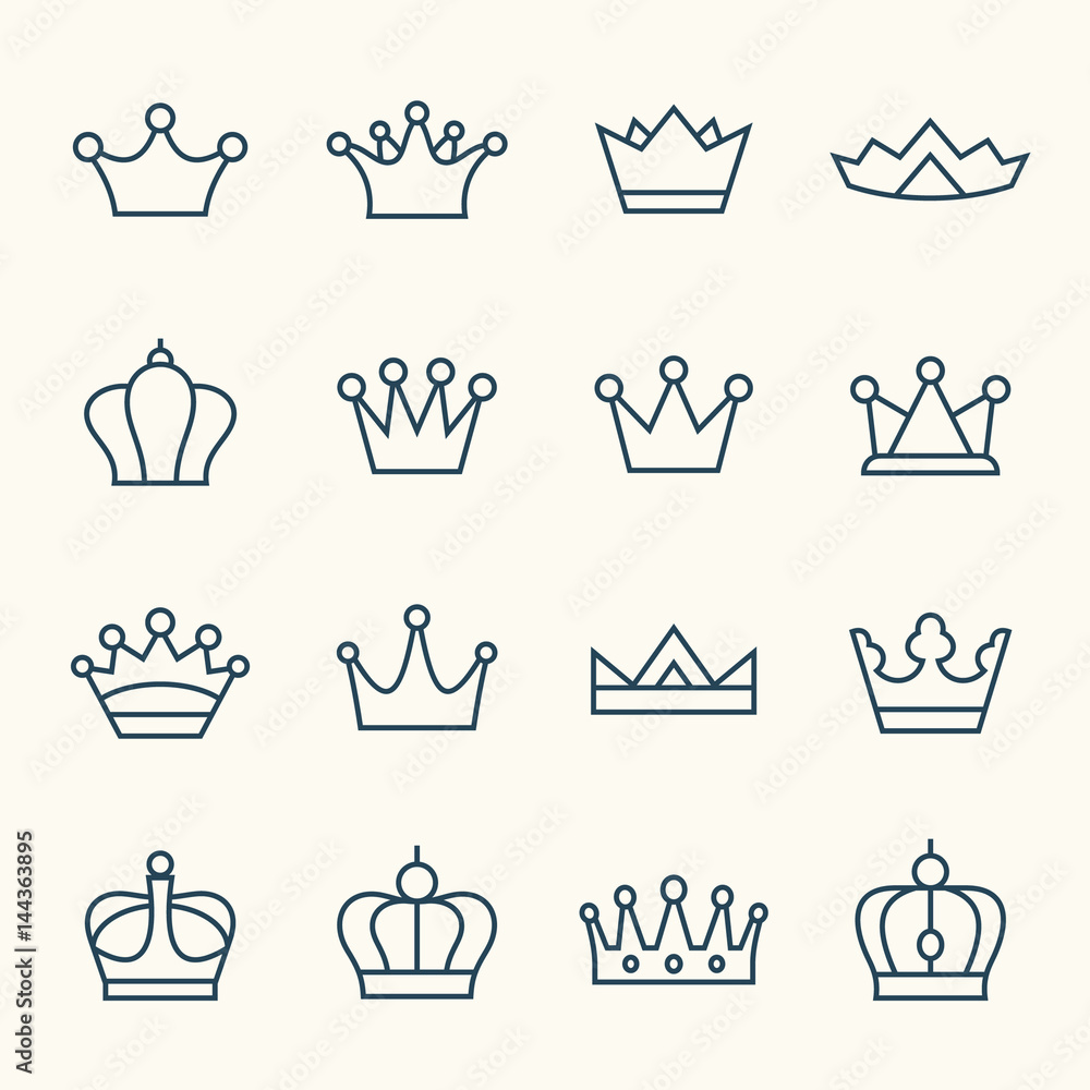 Crown Line Icon Set Stock ベクター Adobe Stock Crown Line Icon Set Stock ベクター Adobe Stock