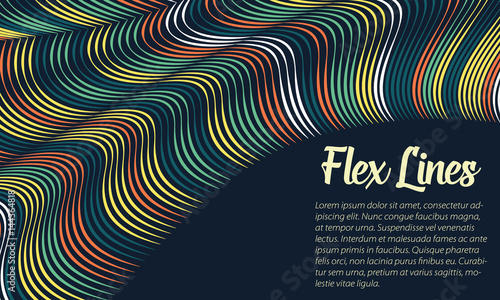 Vector warped lines background. Flexible stripes twisted as silk forming volumetric folds. Colorful stripes with variable width. Modern abstract creative backdrop.