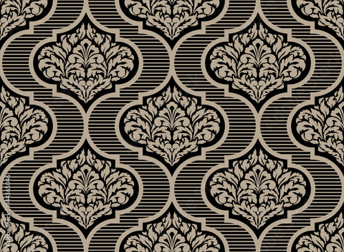 Vector damask seamless pattern background. Classical luxury old fashioned damask ornament, royal victorian seamless texture for wallpapers, textile, wrapping. Exquisite floral baroque template.