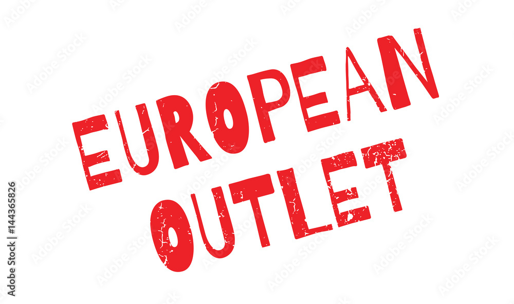European Outlet rubber stamp. Grunge design with dust scratches. Effects can be easily removed for a clean, crisp look. Color is easily changed. European Outlet rubber stamp. Grunge design with dust scratches. Effects can be easily removed for a clean, crisp look. Color is easily changed.
