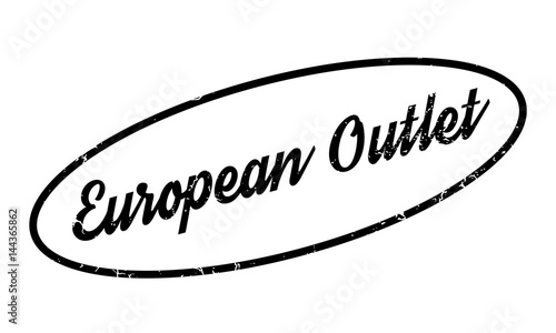 European Outlet rubber stamp. Grunge design with dust scratches. Effects can be easily removed for a clean, crisp look. Color is easily changed.