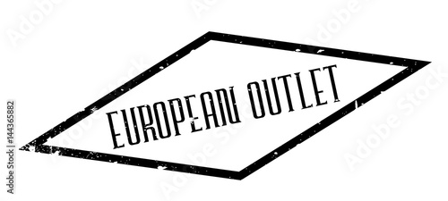 European Outlet rubber stamp. Grunge design with dust scratches. Effects can be easily removed for a clean, crisp look. Color is easily changed.