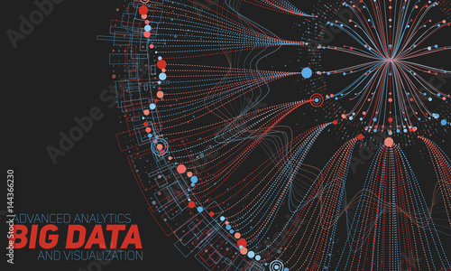 Big data round visualization. Futuristic infographic. Information aesthetic design. Visual data complexity. Complex data threads graphic visualization. Social network representation. Abstract graph.