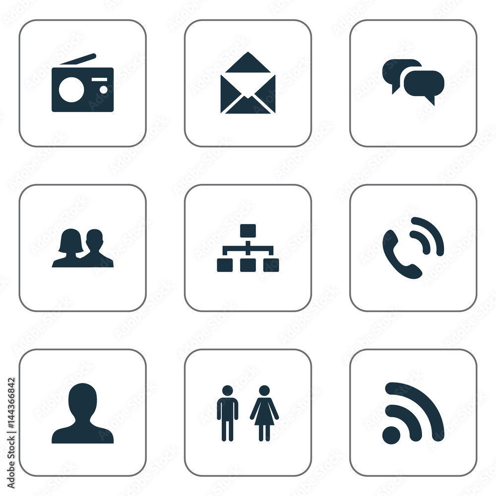 Vector Illustration Set Of Simple Network Icons. Elements Handset