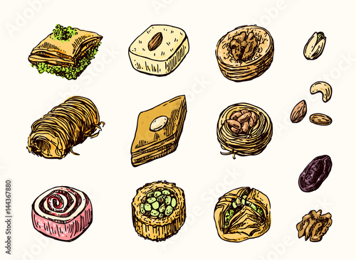 Oriental sweets illustration.