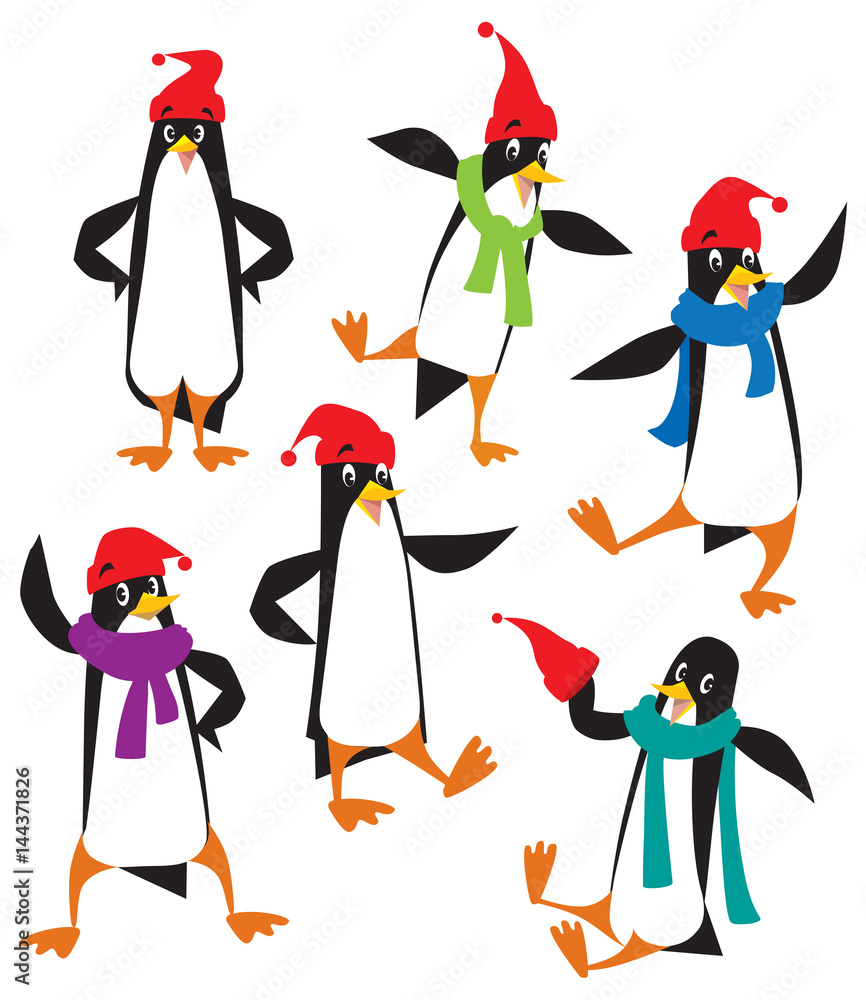 Fototapeta premium Funny penguins set