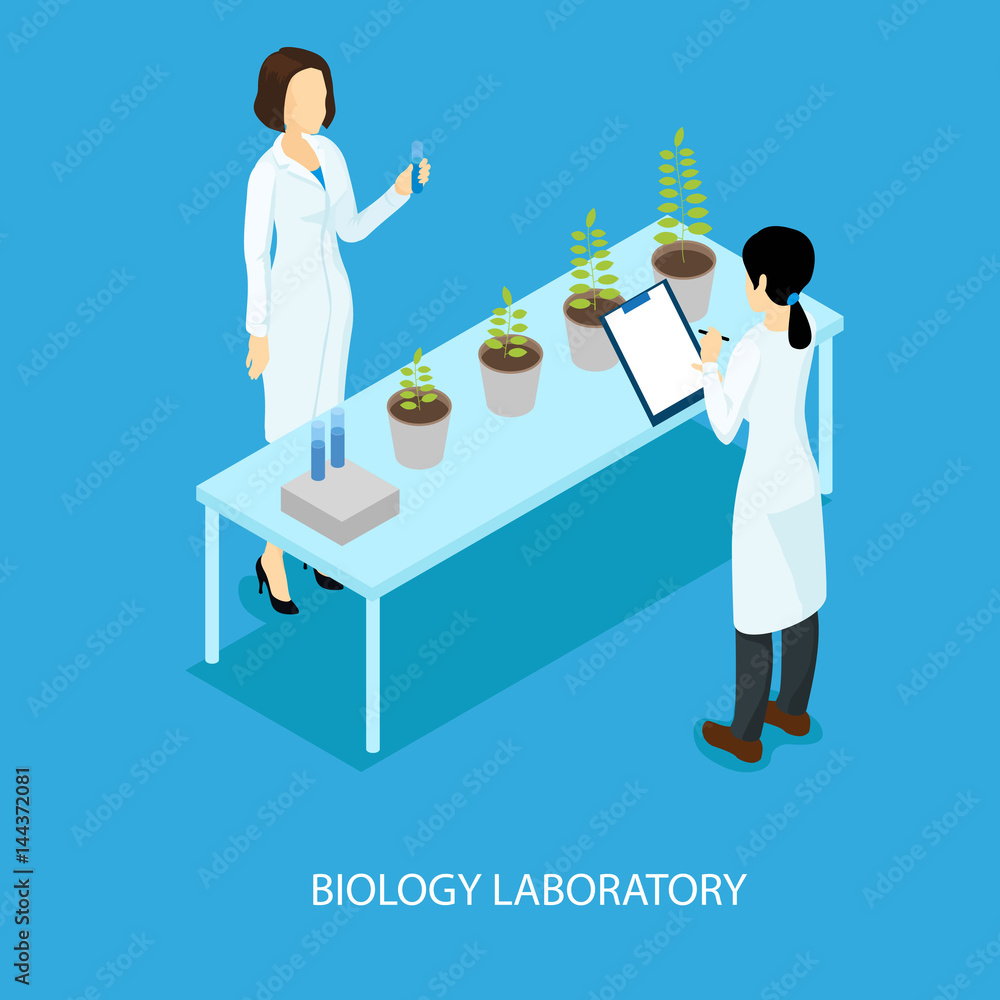 Isometric Biological Scientific Experiment Concept Isometric Biological Scientific Experiment Concept