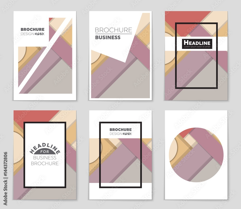 Fototapeta premium Abstract vector layout background set. For art template design, list, front page, mockup brochure theme style, banner, idea, cover, booklet, print, flyer, book, blank, card, ad, sign, sheet,, a4