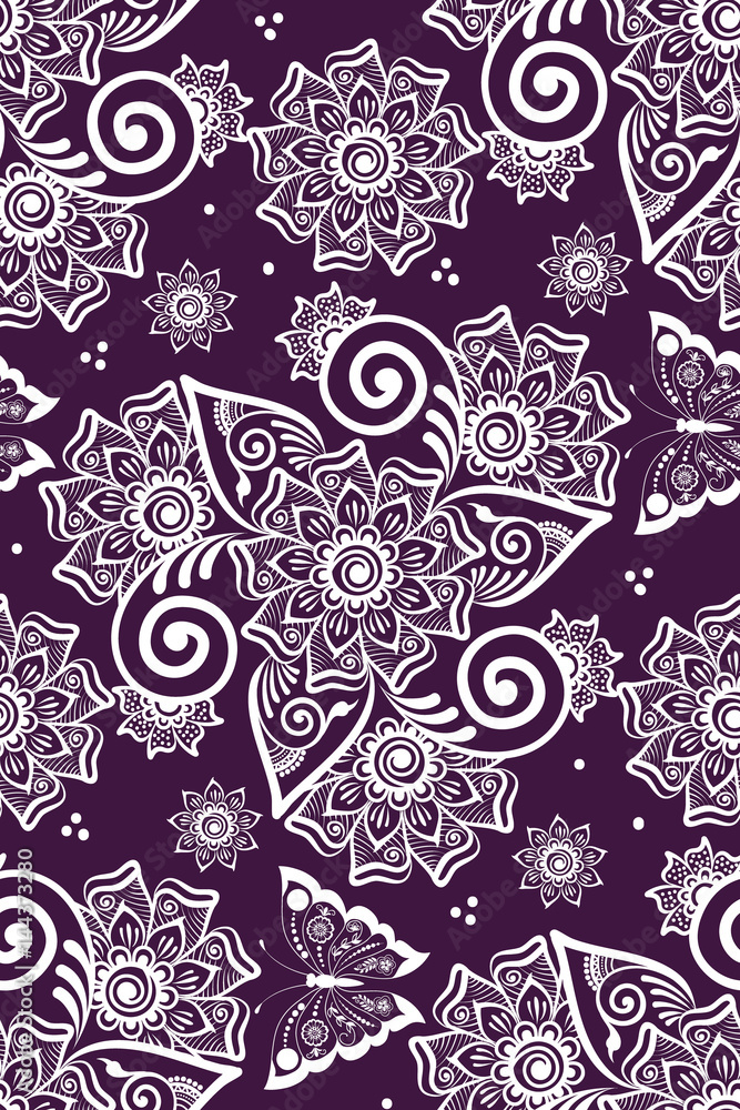 Fototapeta premium Vector flower seamless pattern element. Elegant texture for backgrounds. Classical luxury old fashioned floral ornament, seamless texture for wallpapers, textile, wrapping.