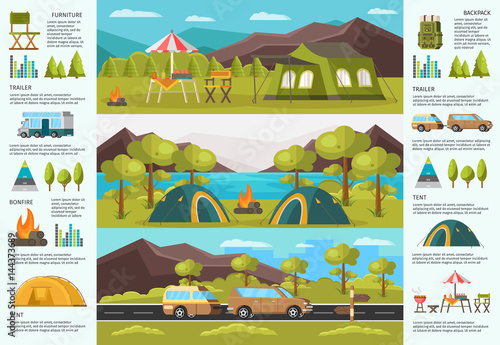 Colorful Traveling Camping Infographic Template