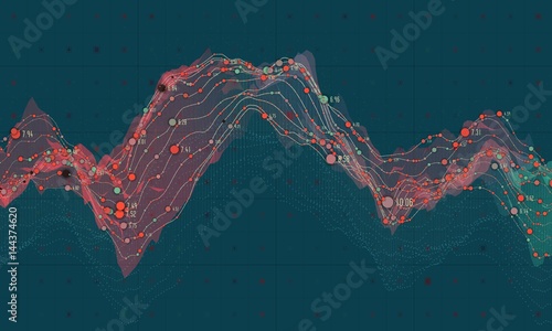 Big data visualization. Futuristic infographic. Information aesthetic design. Visual data complexity. Complex data threads graphic visualization. Social network representation. Abstract data graph.