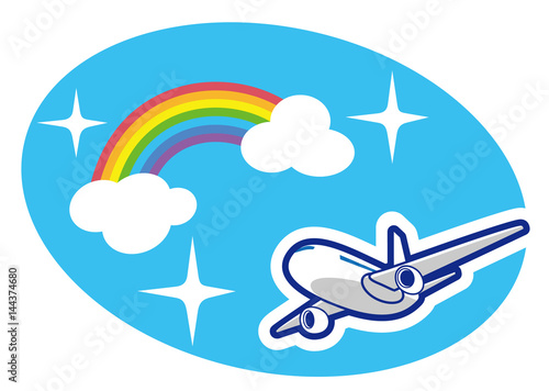 飛行機と虹