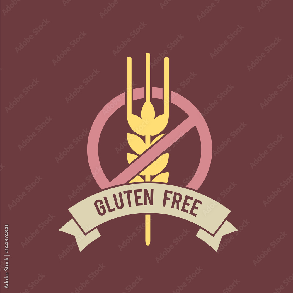 Gluten free inscription with stop sign and wheat symbol Gluten free inscription with stop sign and wheat symbol