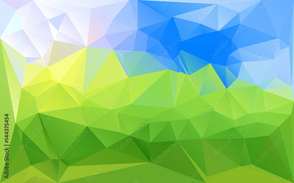 Obraz premium Horizontal green blue lowpoly vector background