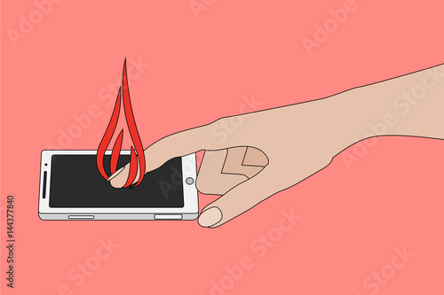 hand touching smartphone screen
