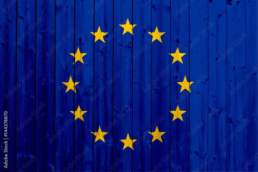 Flag of European Union with wood texture Flag of European Union with wood texture