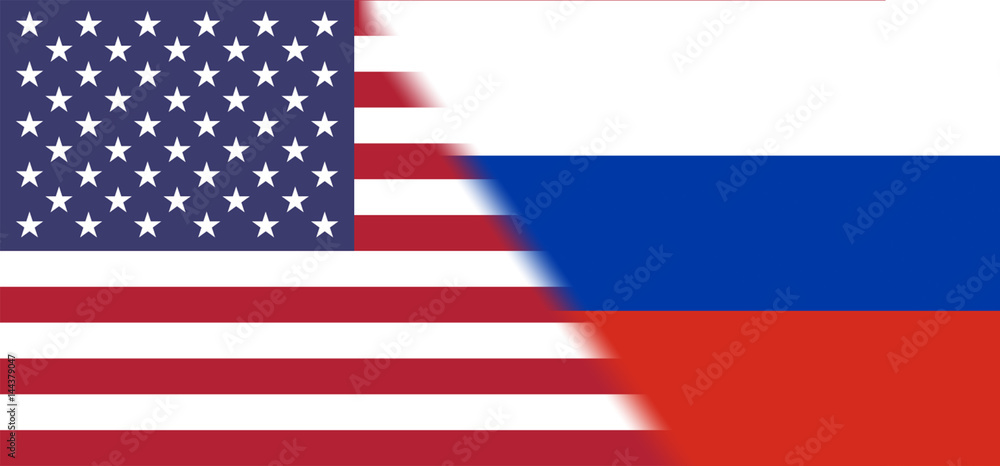 Obraz premium Flag of United States of America against Russia