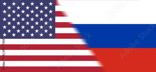 Flag of United States of America against Russia