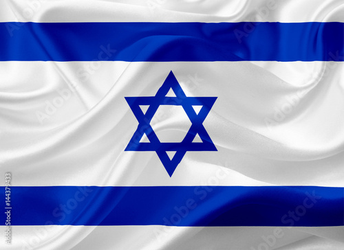 Waving flag of Israel with fabric texture