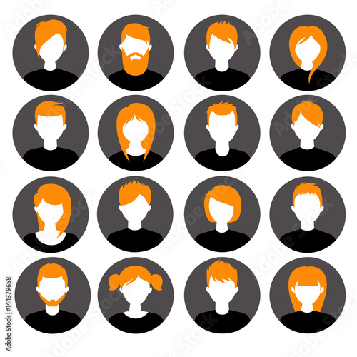 Set of flat monochrome icons