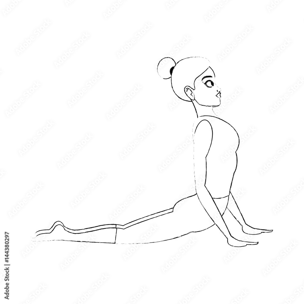 Fototapeta ładna kobieta robi joga jogów ikony wizerunku wektorowemu ilustracyjnemu projektowi