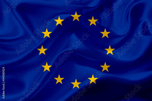 Waving flag of European Union with fabric texture