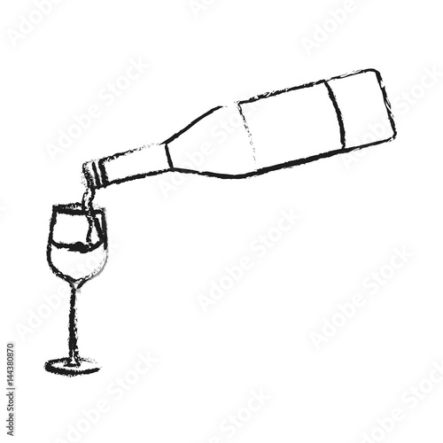 wine bottle pouring on glass  icon image vector illustration design 