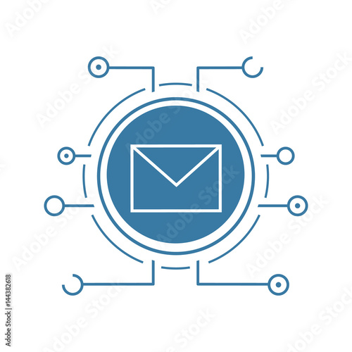 Email security flat linear long shadow icon