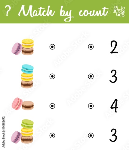 Counting Game for Preschool Children. Count the macaroons in the picture and choose the right answer